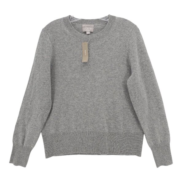NWT J CREW 100% Cashmere Classic-Fit Crewneck Sweater HEATHER ASH Gray MEDIUM - Picture 1 of 8